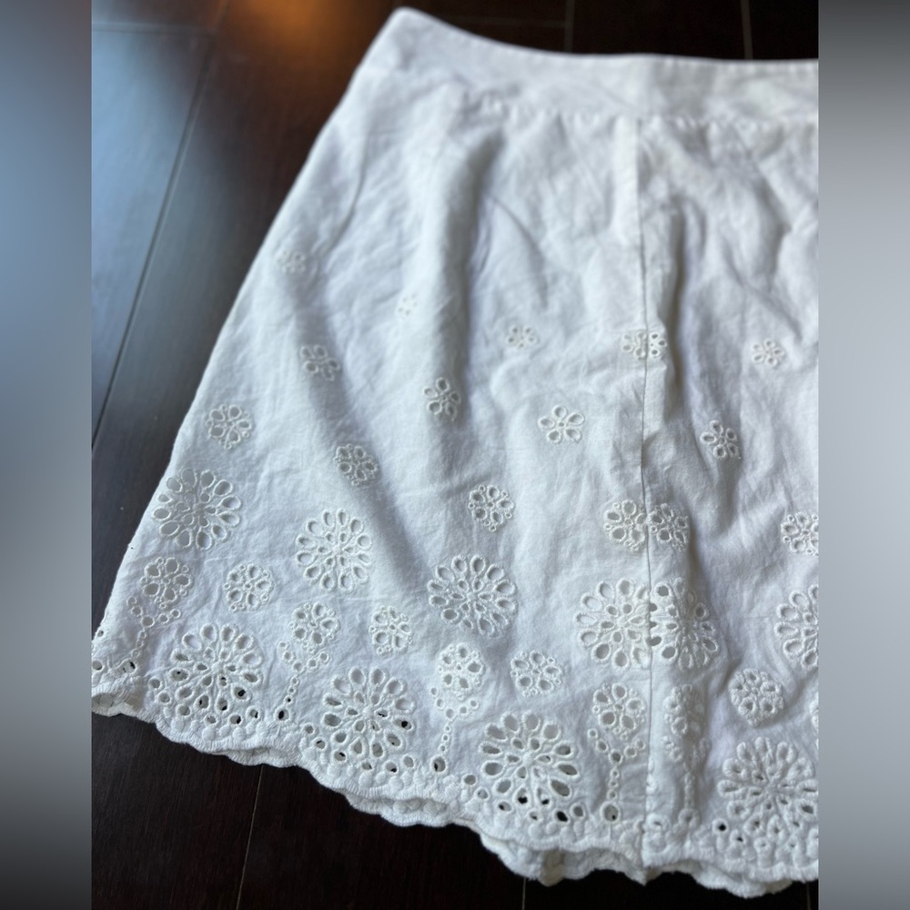 Love, Fire White Eyelet Embroidered A-Line Cotton Skirt Juniors Large - Picture 3 of 13